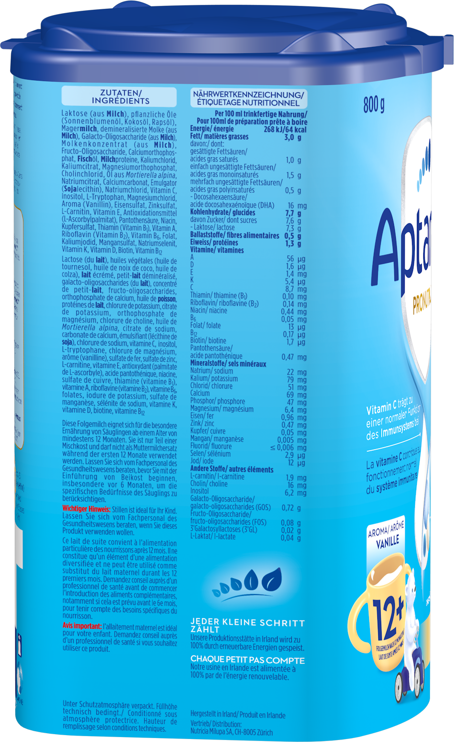 Aptamil Pronutra Junior 12+ Vanille 800g POF CH Packshot left