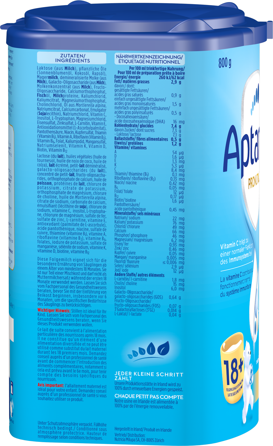 Aptamil Pronutra Junior 18+ 800g POF CH Packshot left