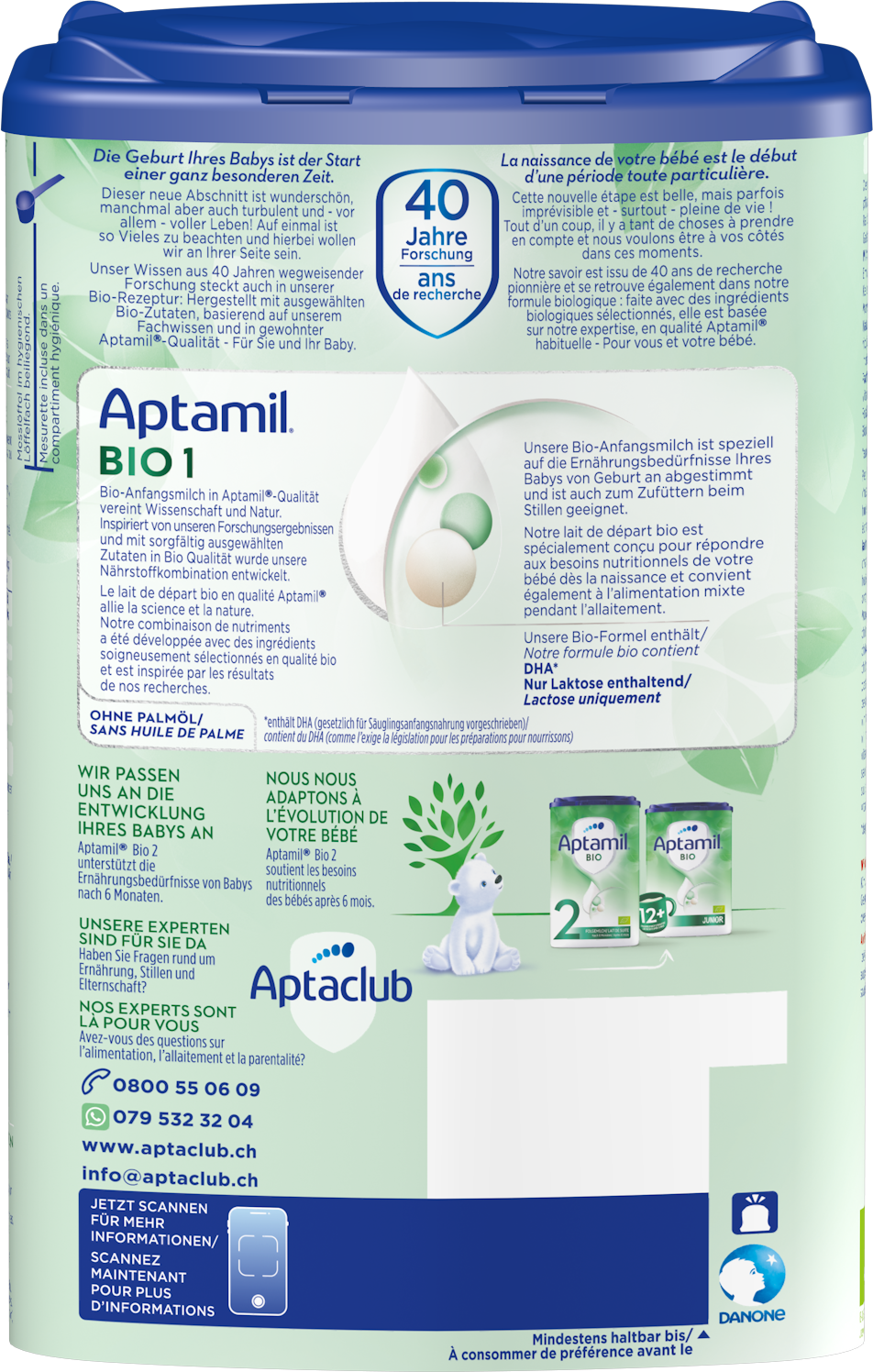 Aptamil Bio 1 800g POF CH Packshot back