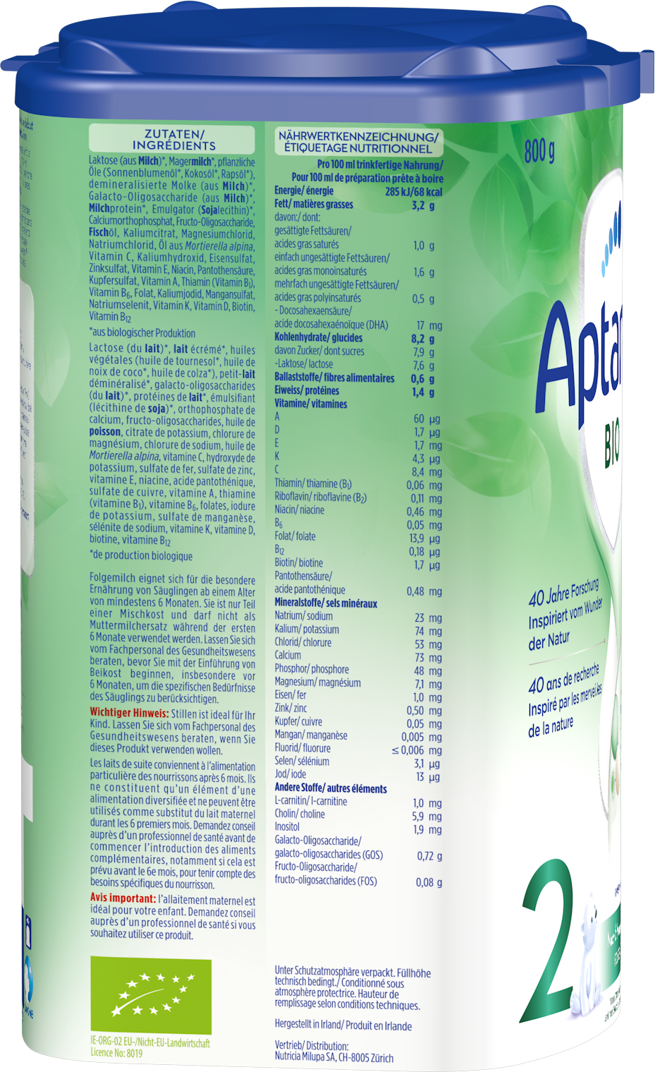 Aptamil Bio 2 800g POF CH Packshot left