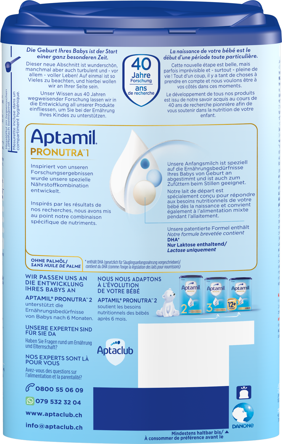 Aptamil Pronutra 1 800g POF CH Packshot back