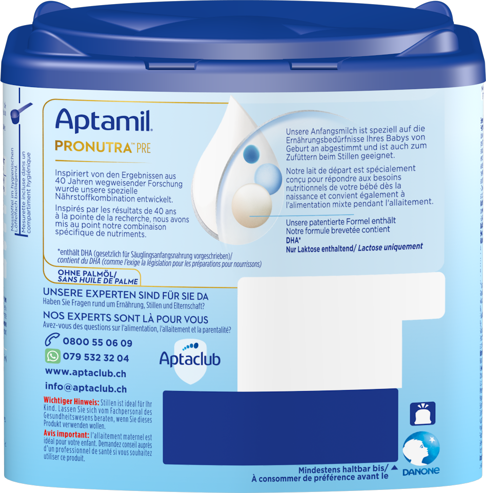 Aptamil Pronutra Pre 400g POF CH Packshot back