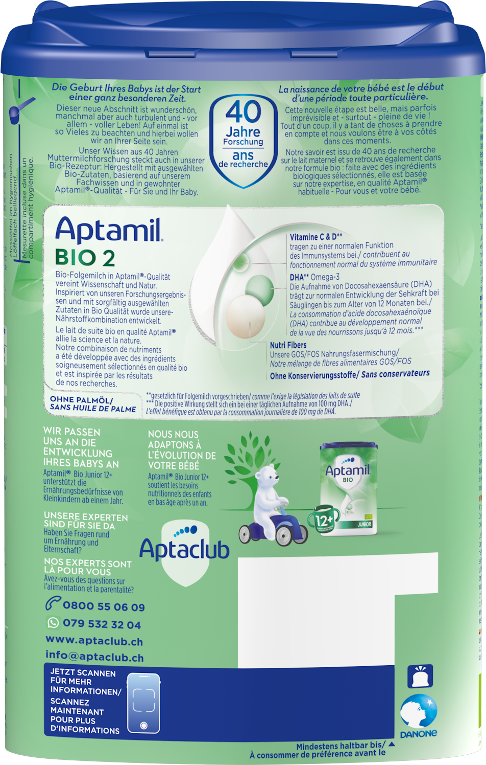 Aptamil Bio 2 800g POF CH Packshot back