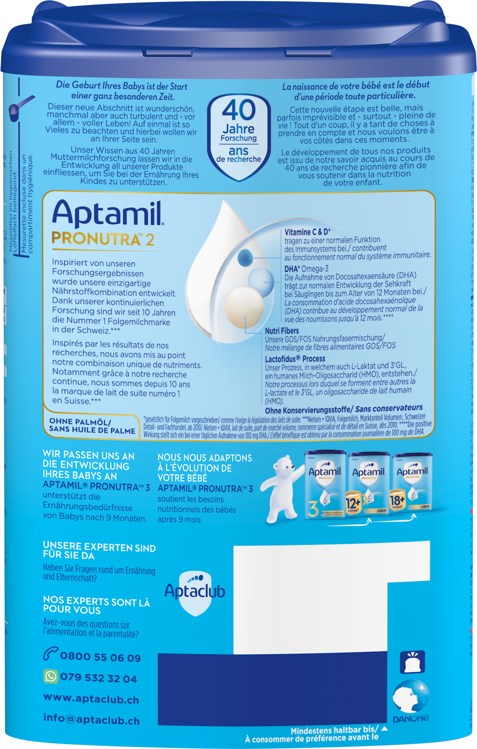 Aptamil Pronutra 2 800g POF CH Packshot back